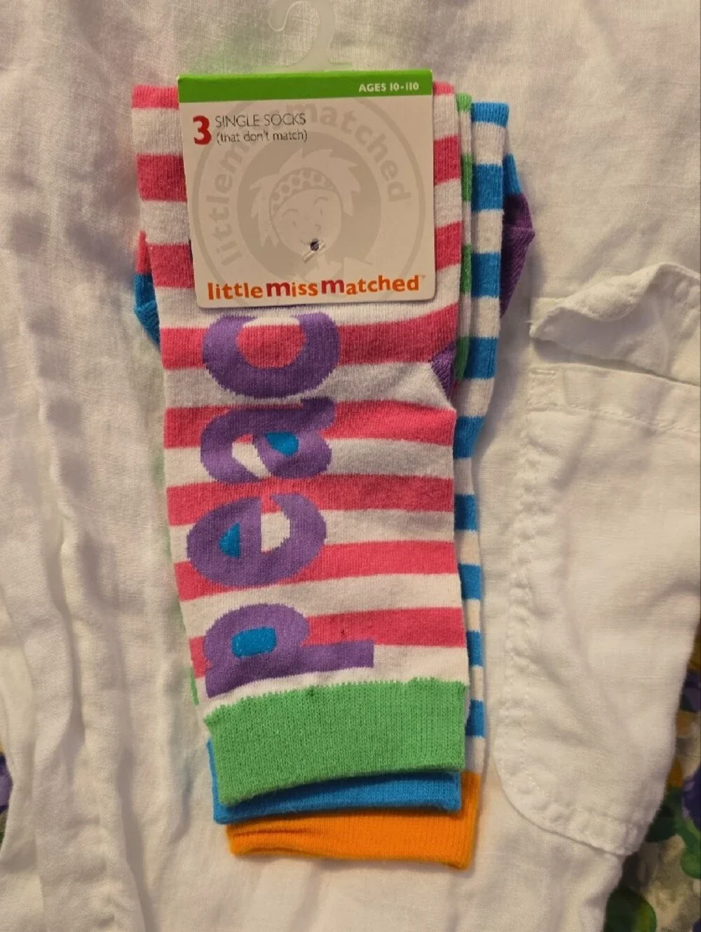Girls'‎ Striped Pink & White Socks - 3 Pack